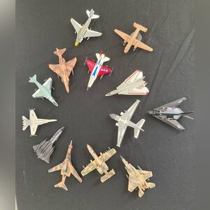 Vintage Assorted Die Cast Military Aircraft Toy Set- 13 Pieces